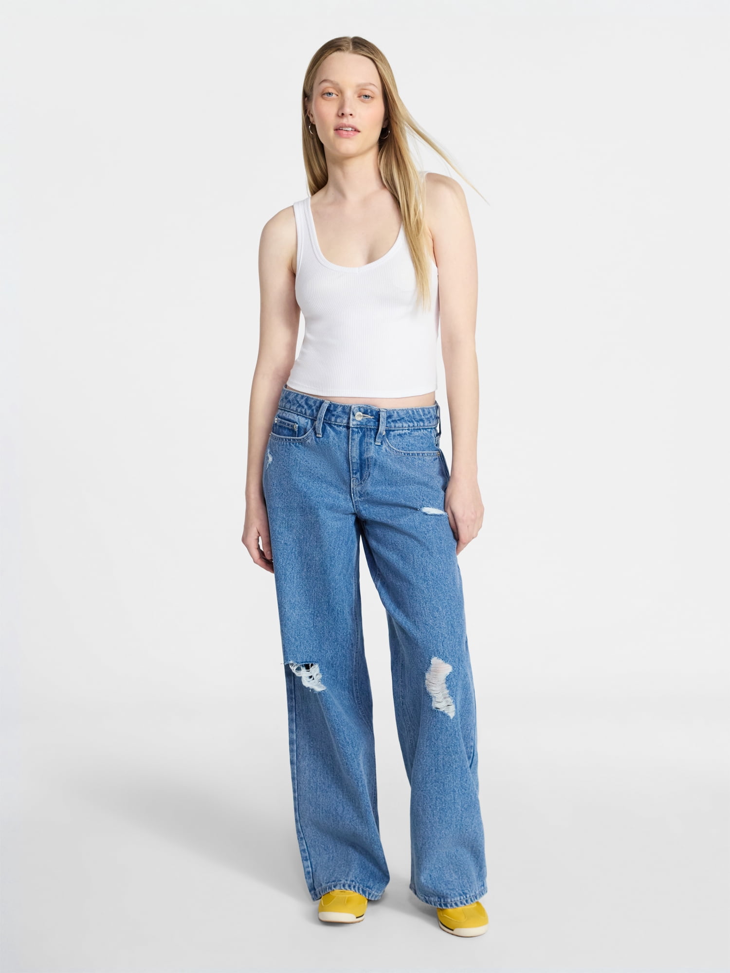 No Boundaries Low Rise Baggy Wide Leg Jeans, Women's 00-20