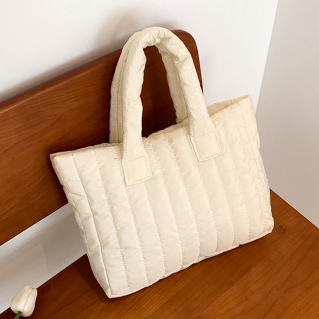 Bolsas acolchadas con asa superior Bolsa acolchada de algodón informal para vacaciones de fin de semana (Beige) Sywqhk Para Estrenar