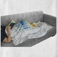 thumbnail image 6 of Beach Soft Flannel Fleece Blanket, View from Window Ocean with Coconut Leaves Starfish Cartoon Illustration, Cozy Plush for Indoor and Outdoor Use, 50" x 60", Blue Sand Brown White, by Ambesonne, 6 of 6