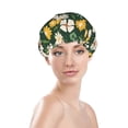 thumbnail image 3 of YFYANG Women's Double Waterproof Shower Cap, Green Blooming Daisy Pattern Reusable Hair Cap for All Hair Styles and Head Sizes, 3 of 9