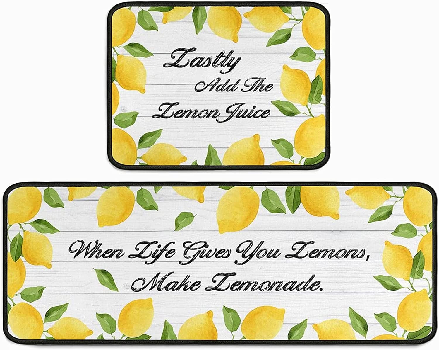 Lemon Kitchen Rug Set 2 Pieces NonSlip Waterproof Runner Rugs Washable