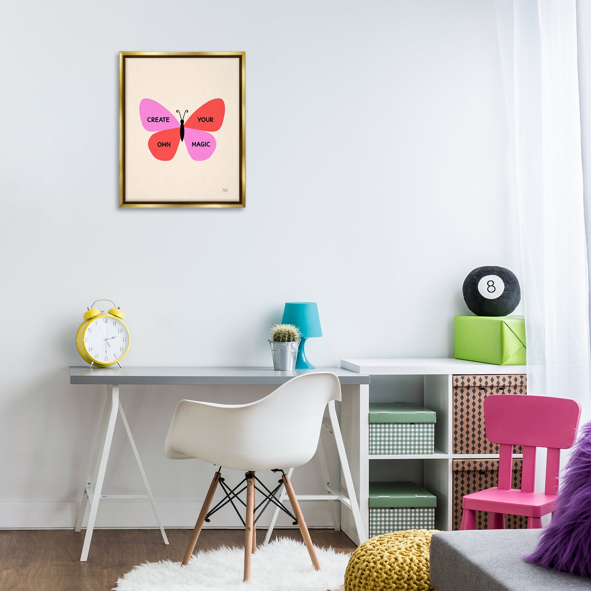Stupell Industries Create Your Own Magic Animals Painting Gold Floater Framed Canvas Art Print Wall Art, 17 x 21