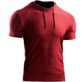 thumbnail image 1 of Men's Dry Fit Performance Running Workout Sport Athletic Shirt with Hoods Red XXL, 1 of 6