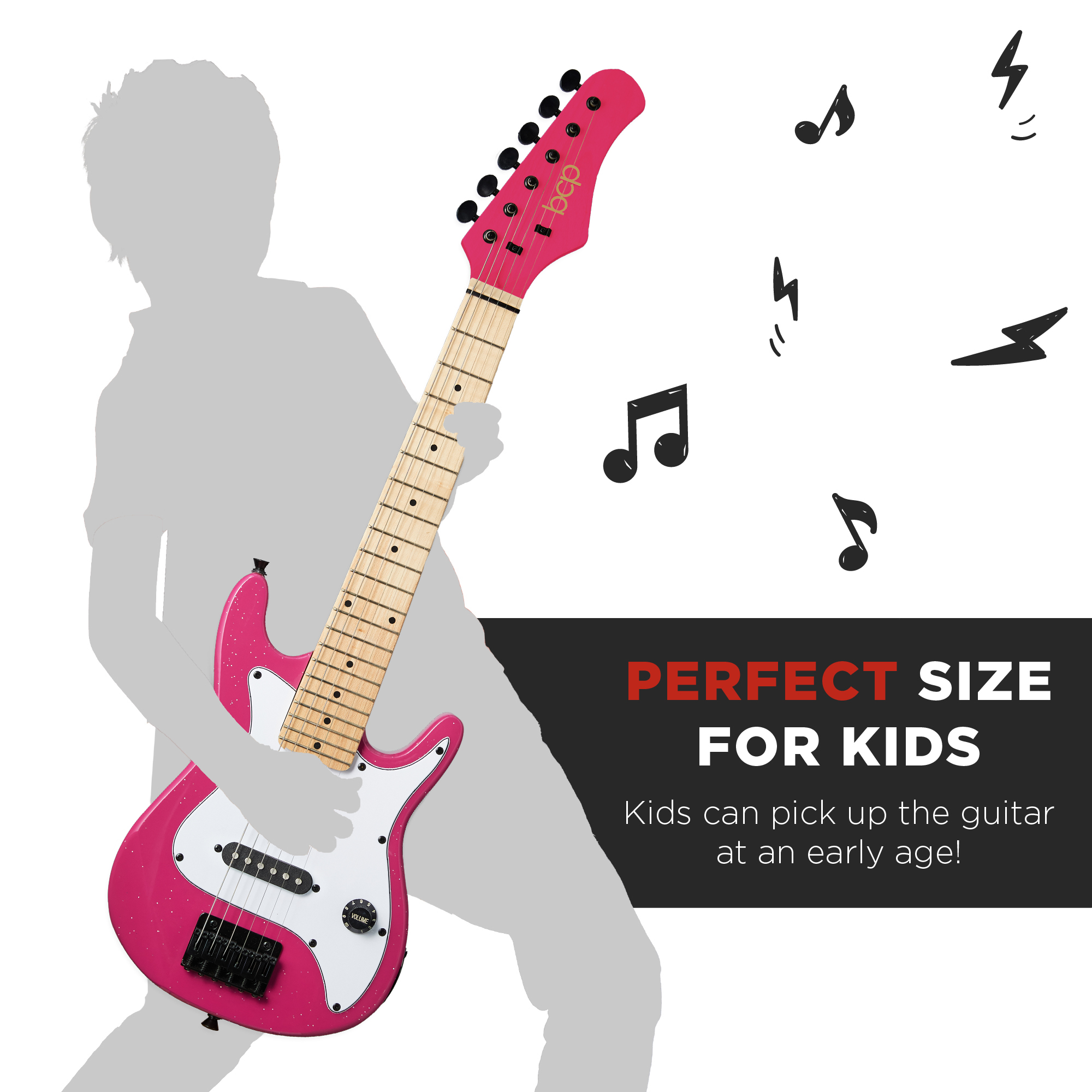 Best Choice Products Walmart Exclusive 30in Kids Electric Guitar Beginner Starter Kit w/ 5W Amplifier, Strap, Case - Walmart Pink