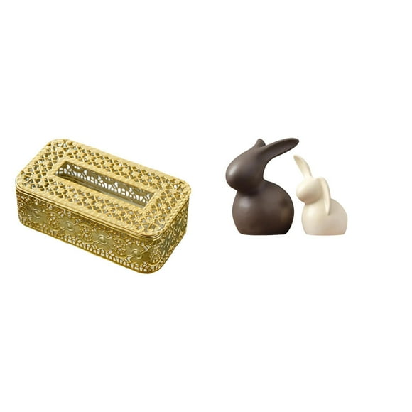 Caja De Pañuelos De Cerámica Con Decoración De Estatua Para Baño, Almacenamiento De Papel Higiénico Y Mueble De Jardín Con Diseño De Conejo De Pascua.