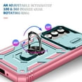 thumbnail image 3 of Allytechgroup Rugged Hybrid Case Cover for Samsung Galaxy A16 5G, Ring Holder Stand Anti-Scratch Shockproof Sliding Lens Protector Bumper Phone Case for Women Men, Green+Pink, 3 of 10