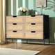 thumbnail image 5 of QinaQin Cómoda alta de madera con 6 cajones y detalle de ratán, mueble moderno de almacenamiento para recámara, clóset, sala o entrada, práctico y decorativo, 5 of 6