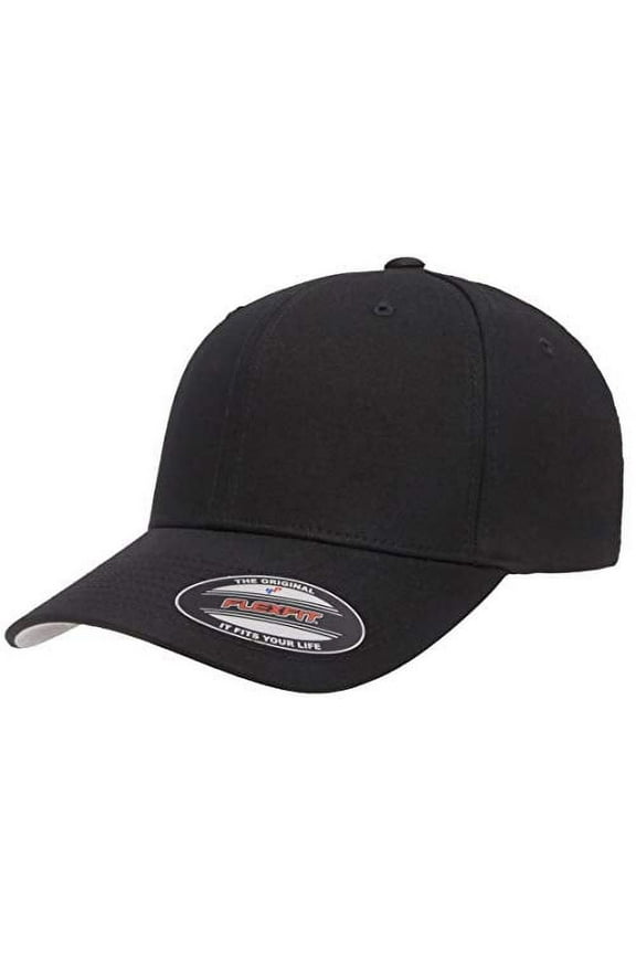 unisex adult Cotton Twill Fitted Cap Hat, Black, Large-X-Large US