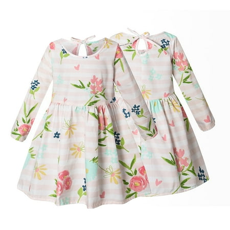 

KYAIGUO 6 Months-6 Years Old Toddler Baby Girls Dress Super Cozy Cotton Dress Pretty Printed Dress for Infant Girls