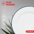 thumbnail image 3 of Red Co. Set of 4 Enamelware Metal Classic 10" Round Dinner Plate, Solid White/Navy Blue Rim, 3 of 9