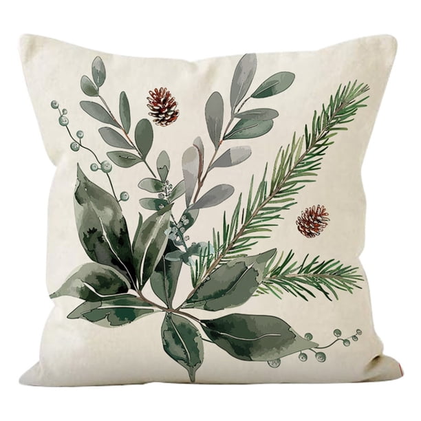 Ganfancp Invierno Navidad Funda Almohada Lino Pinecone Impreso Funda de Cojín Inicio Sofá Decoración Funda de Almohada Ofertas de La Semana 1*Almohada Navideña