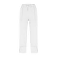 thumbnail image 4 of Ladies Cropped Sweatpants with Crossed Cuff Detail and Pockets Comfortable Straight Leg Casual Cotton Trousers, 4 of 9