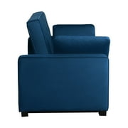 Serta Monroe Modern Convertible Loveseat with Full Size Sleeper, Navy Blue Woven Fabric