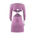 thumbnail image 5 of Vestido de color sólido de manga larga con cuello en V de suéter de punto de playa con falda sexy para mujer Pompotops  qwe12411, 5 of 5