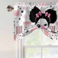 thumbnail image 4 of Cute Girl Tie Up Valance Curtains for Windows, Kitchen Curtains Window Treatments, Pink White Cartoon Funny Star Striped Plaid Short Window Shades Valances for Bedroom Bathroom Cafe 42"x12", 4 of 8