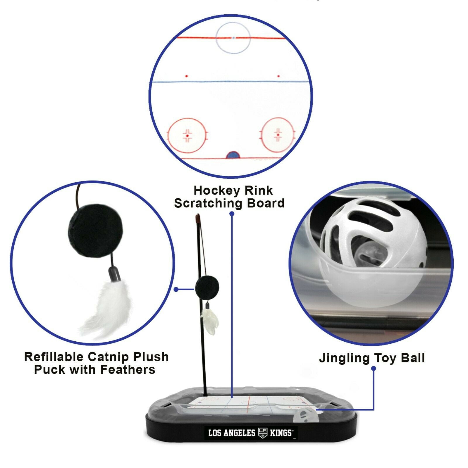 NHL Los Angeles Kings CAT Scratcher Toy with Catnip Plush & Feather Cat Toy 5-in-1 Kitty Toy