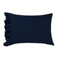 thumbnail image 6 of 4 Piece Corner Ruffle Sheet Set, 3" Inch Corner Ruffle On Flat Sheet, 21 Inch Deep Pocket, 100% Egyptian Cotton, 800 TC, Olympic Queen Size, Solid Navy Blue, 6 of 6