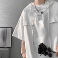 thumbnail image 3 of Mens High Quality Summer Half Sleeve Hooded T-shirt Korean Drawstring Pullover, 3 of 11