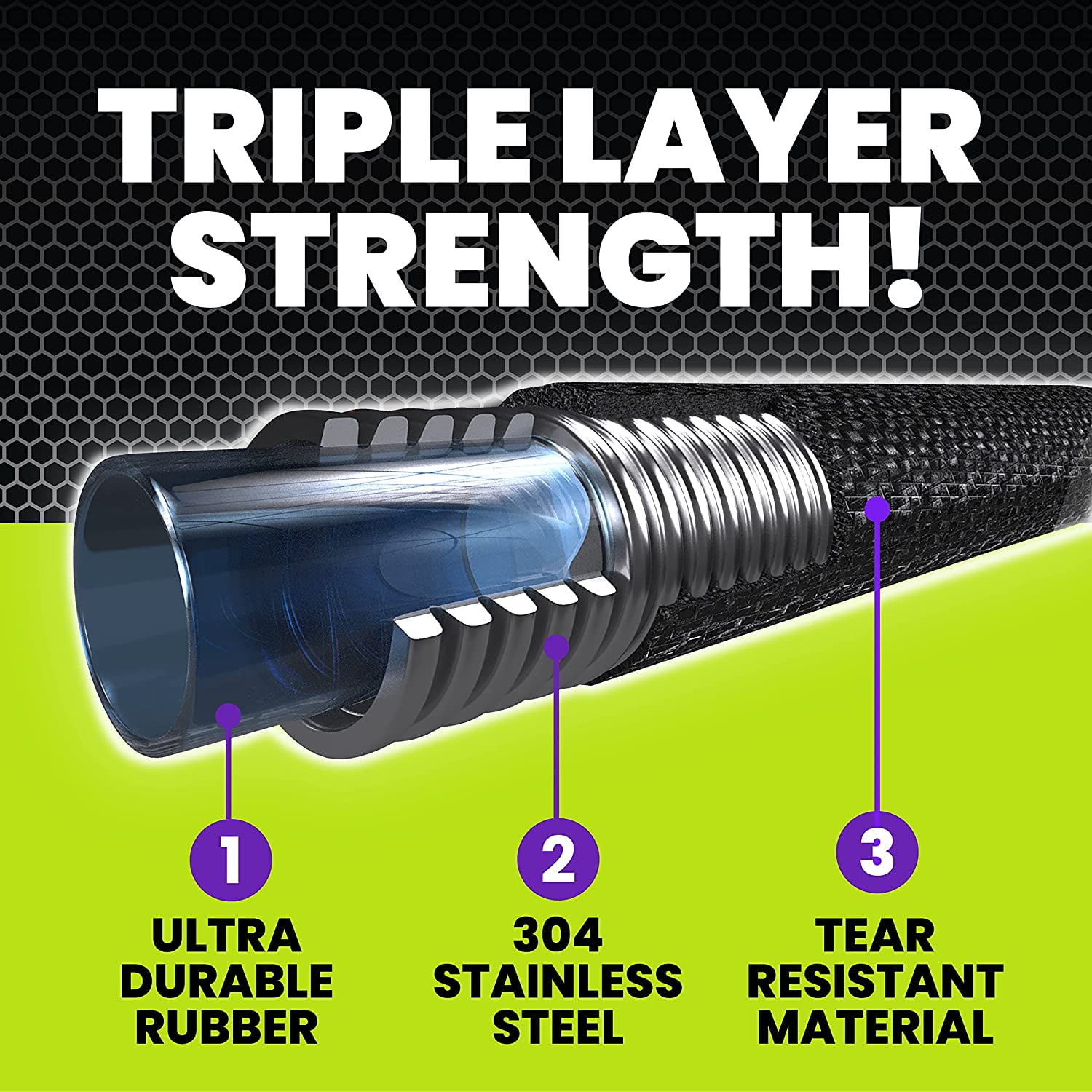Hydrosteel Garden Hose Triple Layered Stainless Steel Garden Hose 100ft As Seen On TV