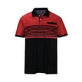thumbnail image 4 of ZCFZJW Men's Golf Polo Shirts Short Sleeve 1/4 Button up Collar Tennis Shirt Color Block Striped Classic Fit Business Work Athletic T-Shirt Tops Red XXXL, 4 of 6