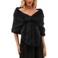 thumbnail image 2 of MSJUHEG Faux Fur Shawl,Shawls,Shawl Wraps,Pashmina Wraps,Formal Dresses,Luxurious Faux Superficial Knowledge Scarf Wrap Collar Shruging Black One Size, 2 of 8