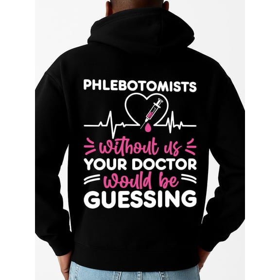 Phlebotomist Pride graphic hoodies men's machine washable black Hooded Design, Comfortable Pullover autumn Casual Unisex Shirt Crewneck tshirts