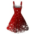 thumbnail image 3 of Christmas Dress - Retro Dress for Woman, Womens Vintage Christmas Dress Snowflake Printed Dresses Sleeveless Tunic Dress, 3 of 3