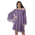 thumbnail image 1 of Moomaya Purple Womens Off Shoulder Summer Beach Dress Cotton Vacation Dress With Bell Sleeves - L, 1 of 7