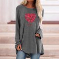 thumbnail image 2 of Pompotops Mode Femme Col Rond Manches Longues Imprimé T-Shirt Blouse Décontractée Hauts Liquidation, 2 of 4