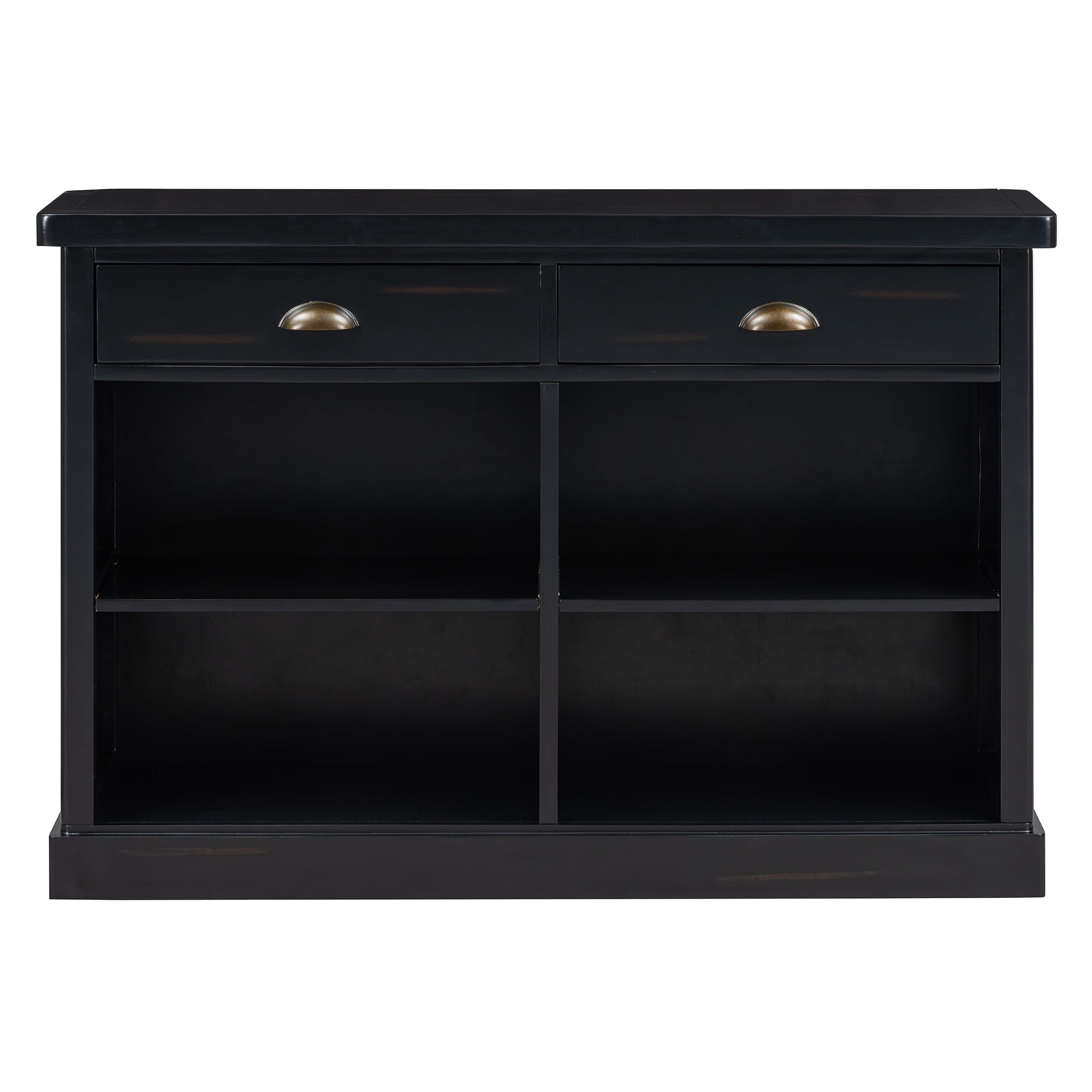 Euroco 47" Long Console Table, Wood Narrow Sofa Table with Open Storage Shelves & 2 Drawers,Entryway Table Accent Table for Living Room, Hallway,Espresso