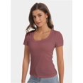 thumbnail image 2 of Women's Scoop Neck Short Sleeve T Shirt Slim Fit Sexy Tops, 2 of 4