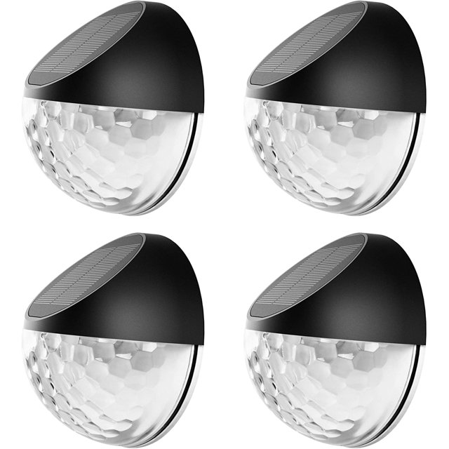 Lámpara solar para exteriores con luces estrelladas, luz solar para cercas, interior y exterior con lámpara solar con detección automática para caminos, jardines, escaleras - 4 piezas