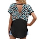 thumbnail image 5 of Camiseta de mujer de manga corta, cuello redondo, estampado, empalme, camiseta informal, negro, M Yuarrent AP001236-02, 5 of 7