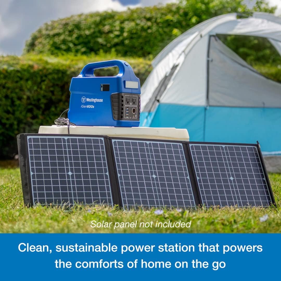 Westinghouse 592Wh 1200 Peak Watt Portable Power Station and Solar Generator, Pure Sine Wave AC Outlet, Backup Lithium Battery For Camping, Home, Travel, Indoor/Outdoor Use (Solar Panel Not Included) 592 Watt Hours