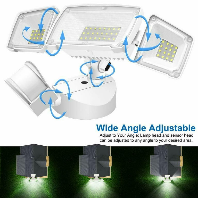 Waterproof LED Motion Sensor Light, 3500-Lumen Ultra Bright Triple Head Garden Yard Outdoor Motion Security Lamp. Waterproof LED Motion Sensor Light, 3500-Lumen Ultra Bright Triple Head Garden Yard Outdoor Motion Security Lamp.