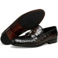 thumbnail image 2 of GOLDEN COXES FAMILY Leather Tassels Shoes for Mens, Classic Alligator Printed Slip On Tassels Loafers Business Shoes Wedding Dress Loafers for Men, 2 of 13