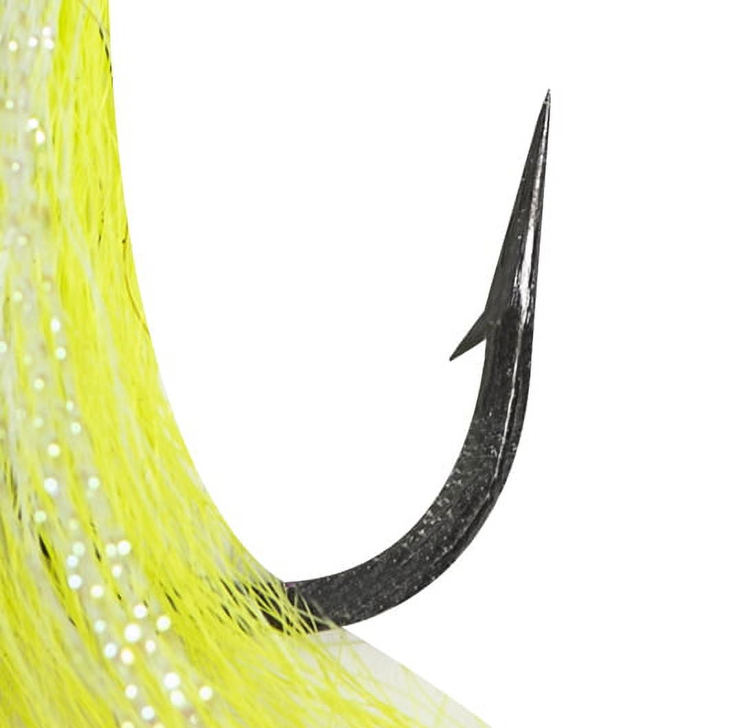 (2 pack) Mustad 2oz White & Chartreuse Big Eye Bucktail Fishing Jig