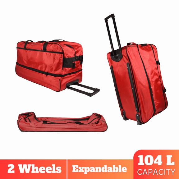 IronBar 27.5 in Rolling Expandable Foldable Bag 140 L Capacity for Travel Gym Weekender Overnighter Red