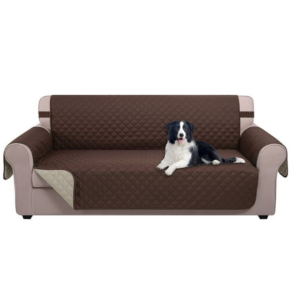 U-NICE HOME Reversible Sofa Cover 3-Seater, Washable, Water Repellent, Elastic Straps, Chocolate/Beige