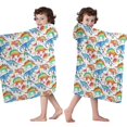 thumbnail image 4 of White Colorful Dinosaurs Pattern Hooded Bath Towel，50"x30" for Ages 3 To 12 Kids, Quick Dry Lightweight Soft Microfiber Hood Beach Towel Cover Up for Kids, 4 of 7