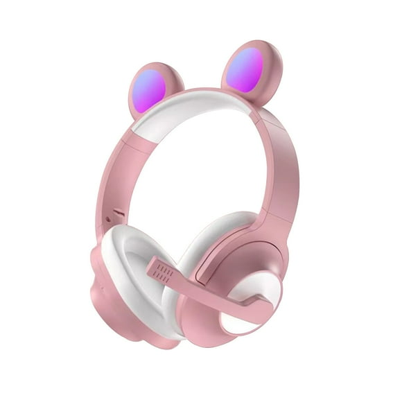 Cat-Ear Wired Gaming Headphones, 50mm Drivers, Built-in Mic, 3.5mm Compatibility, Pink/Blue/Green Color Options
