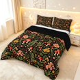 thumbnail image 2 of Homewish Watercolor Botanical Mushroom Queen Comforter Set,Boho Fungus Plant Comforter Sets Queen,Black Reversible,3-Piece,1 Comforter and 2 Pillowcases, 2 of 7
