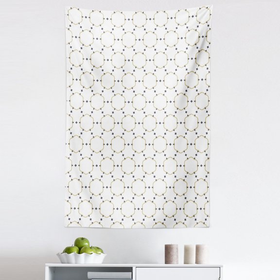 Abstract Tapestry, Geometric Theme Floral Hexagons Images Small Blue Stars in Triangular Design, Fabric Wall Hanging Decor for Bedroom Living Room Dorm, 5 Sizes, Multicolor, by Ambesonne