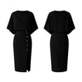 thumbnail image 4 of Women's 2 Piece Set, Batwing Sleeve Round Neck Top and High Waist Slit Midi Skirt, Elegant Orange Outfit for Office or Business, 2026 New Limited-time Offer, 4 of 6