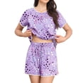 thumbnail image 3 of MINTREUS Pajama Set for Women 2 Piece Lounge Set Short Sleeve Tops and Shorts Soft Sleepwear with Pockets S-2X, 3 of 8