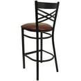 thumbnail image 5 of BizChair 2 Pack Black ''X'' Back Metal Restaurant Barstool - Burgundy Vinyl Seat, 5 of 8