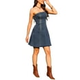 thumbnail image 4 of Vestido de tubo sin mangas para mujer INSPIRE CHIC, mini vestido, talla XS, azul grisáceo, 4 of 6