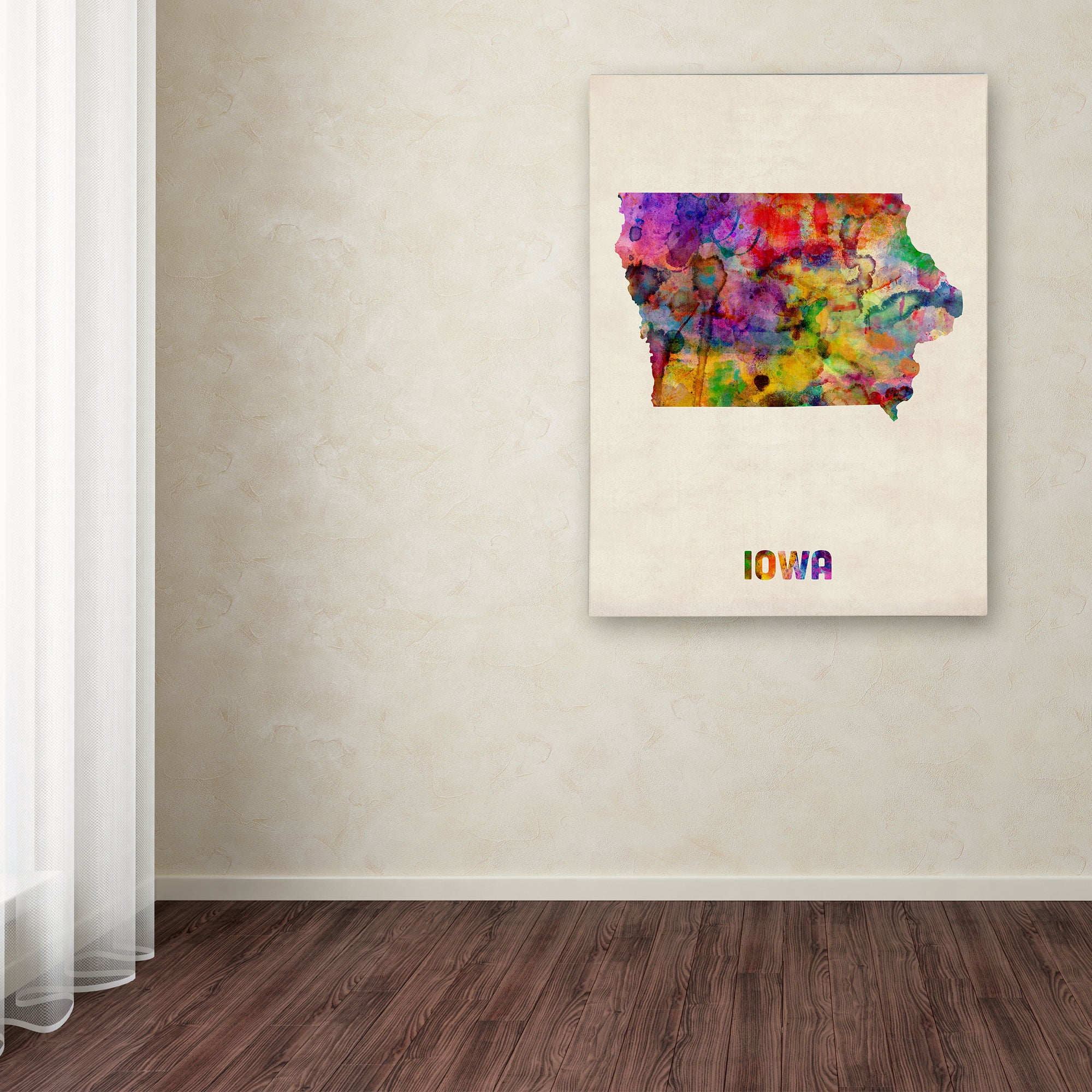 Trademark Fine Art "Iowa Map" Canvas Wall Art by Michael Tompsett