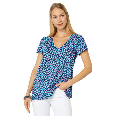 Lilly Pulitzer Etta Top Seabreeze Blue Low Tide Navy Spotted in The ...