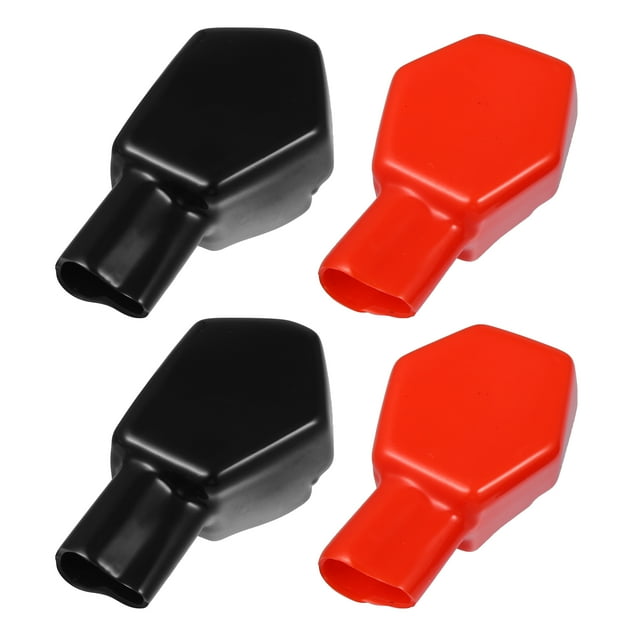 2 pares de cubiertas de terminal de batería, protector de tapón de cable para coches y barcos, 2.20"x1.97"x1.02" negro y rojo